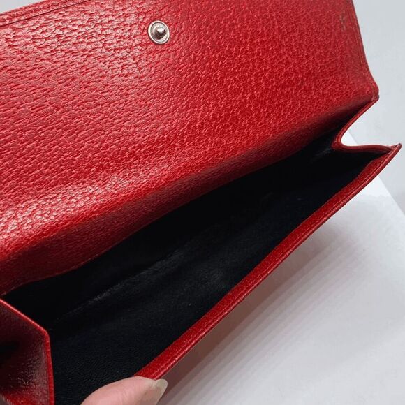 Vintage Gucci Authentic Red Leather Long Slim Wallet w/ Light Wear - Picture 8 of 12